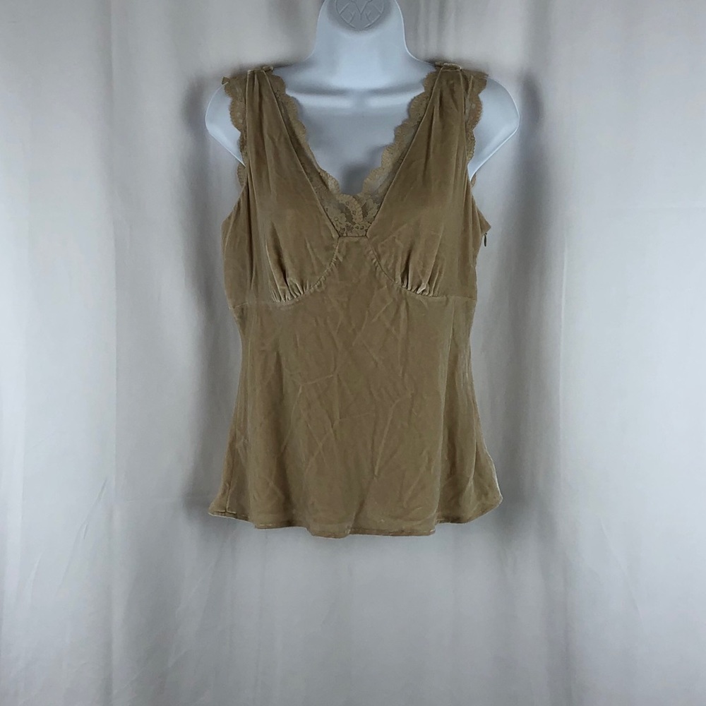 Loft Rayon/Silk Velvet lace trimmed tank top 8P